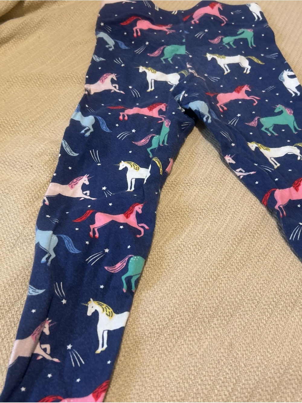 Mini Boden Girls Navy Unicorn and rainbow Print Leggings